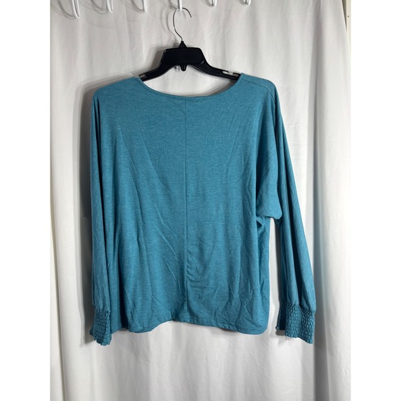 DOKOTOO Women Teal Blue Long Sleeve Relaxed Fit Dolman Top Size XL - Picture 4 of 5